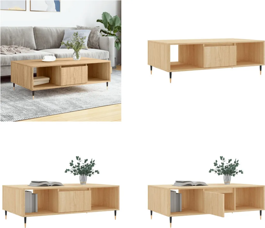 Tavolino Rovere Sonoma 104x60x35 vidaXL | Qualità al Miglior Prezzo