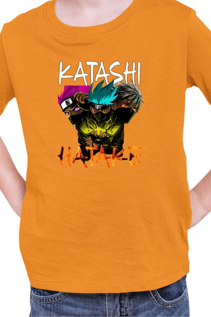 Kinder T-Shirt Naruto Kakashi Hatake 09, 9-11 Jahr - 140 / Orange