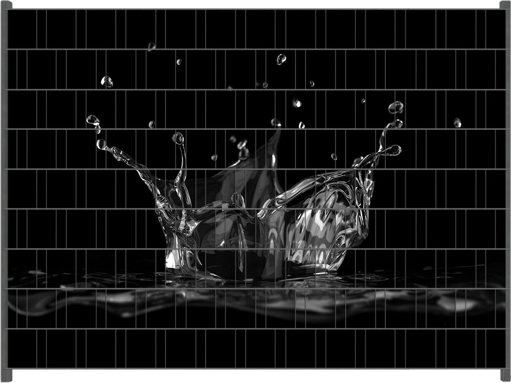 Wallario Zaunsichtschutz mit Motiv Aufspritzendes Wasser Schwarz-Weiß für Ein- und Doppelstabmatten Zäune in der Größe 250 x 180 cm