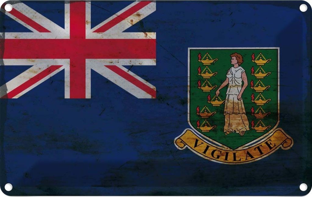 vianmo Blechschild 12x18 cm Britischen Jungferninseln Rost Flagge Fahne Wappen