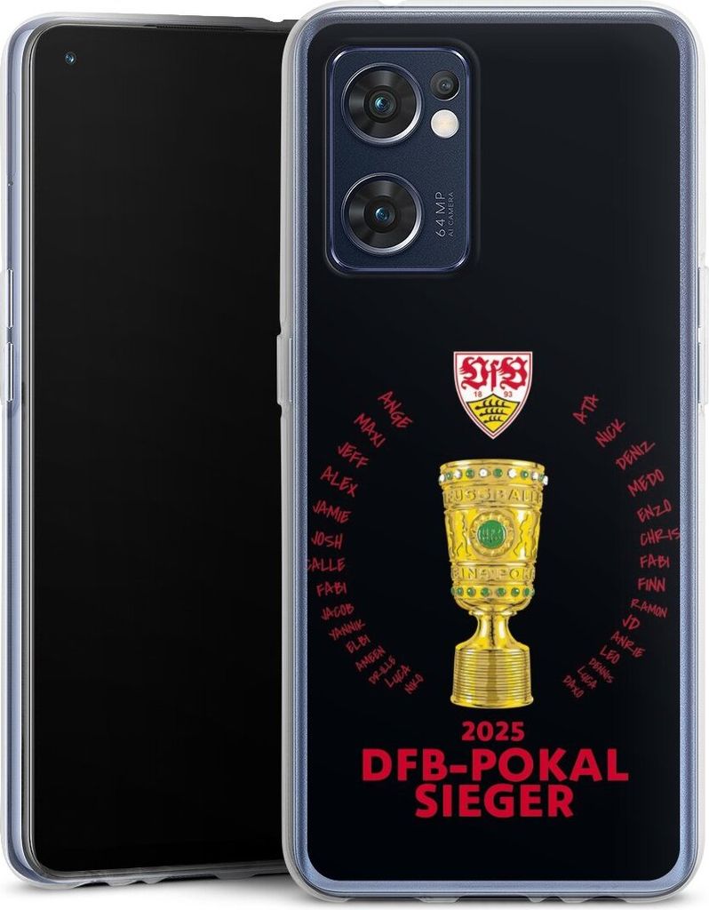 DeinDesign Handyhülle für Oppo Find X5 Lite Silikon Hülle Case Smartphone Schutzhülle Offizielles Lizenzprodukt Pokal VfB Stuttgart