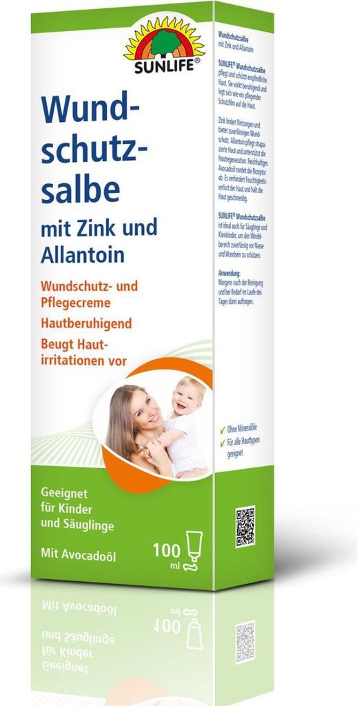 SUNLIFE® Wundschutz Salbe 100 ml Zinksalbe Pflegecreme Hautschutz Haut Beruhigung Kinderpflege Irritationen Wundheilung + Avocadoöl Allantoin Zink Vitamin E