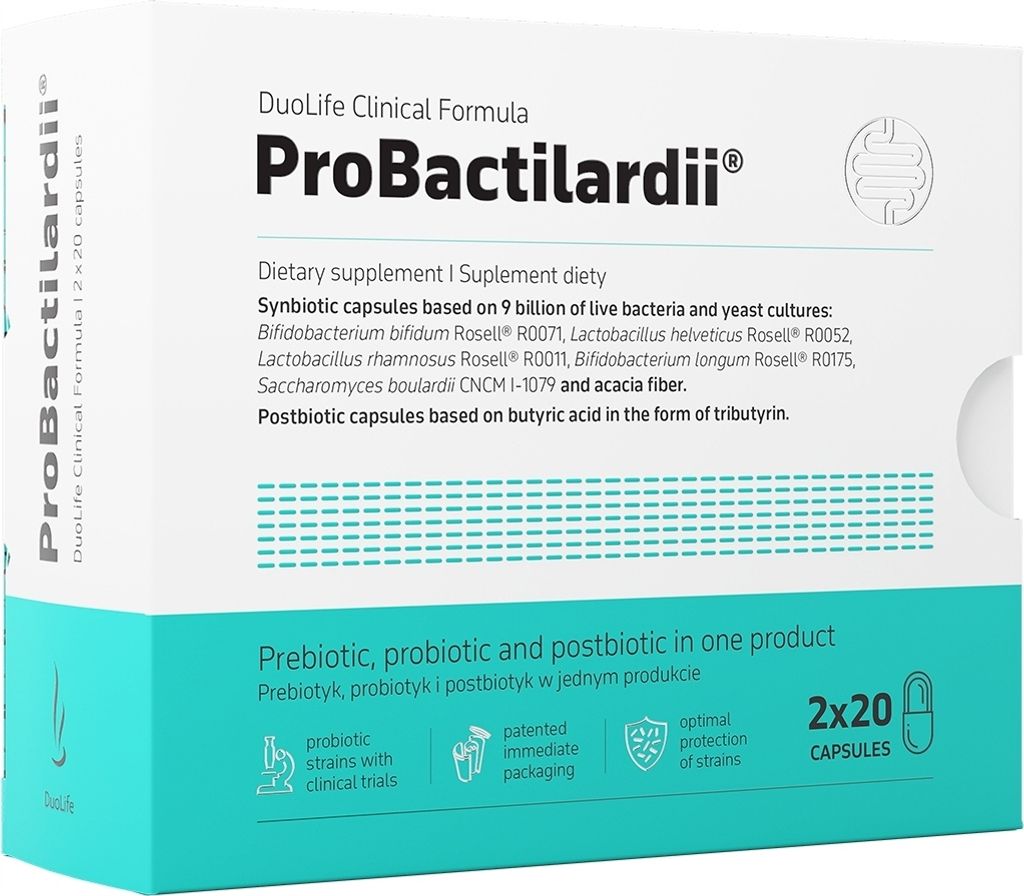 Nahrungsergänzungsmittel Duolife Probiotic Prebiotic Postbiotic Kapseln 40 Stück Probactilardii