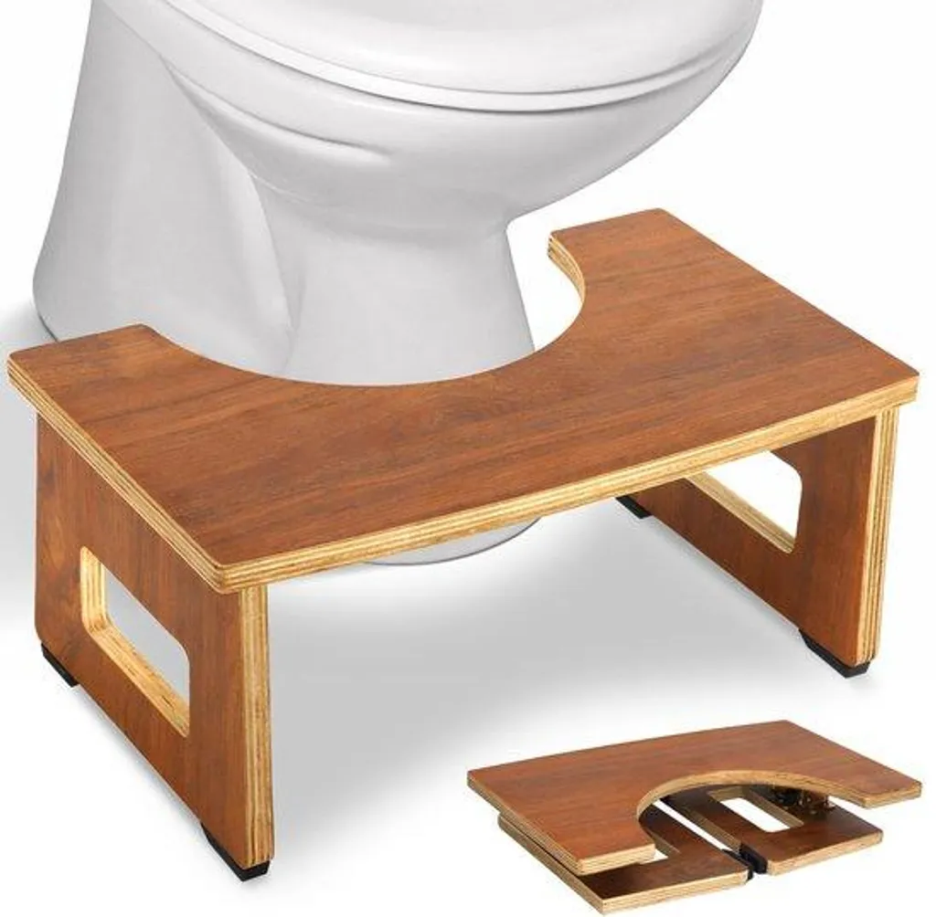 Tabouret de toilette pliable bois pour position accroupie naturelle