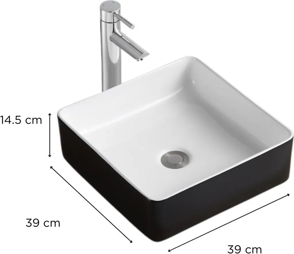 Vasque carrée bicolore 36cm : solution design pour lavabo sans éclat - 3