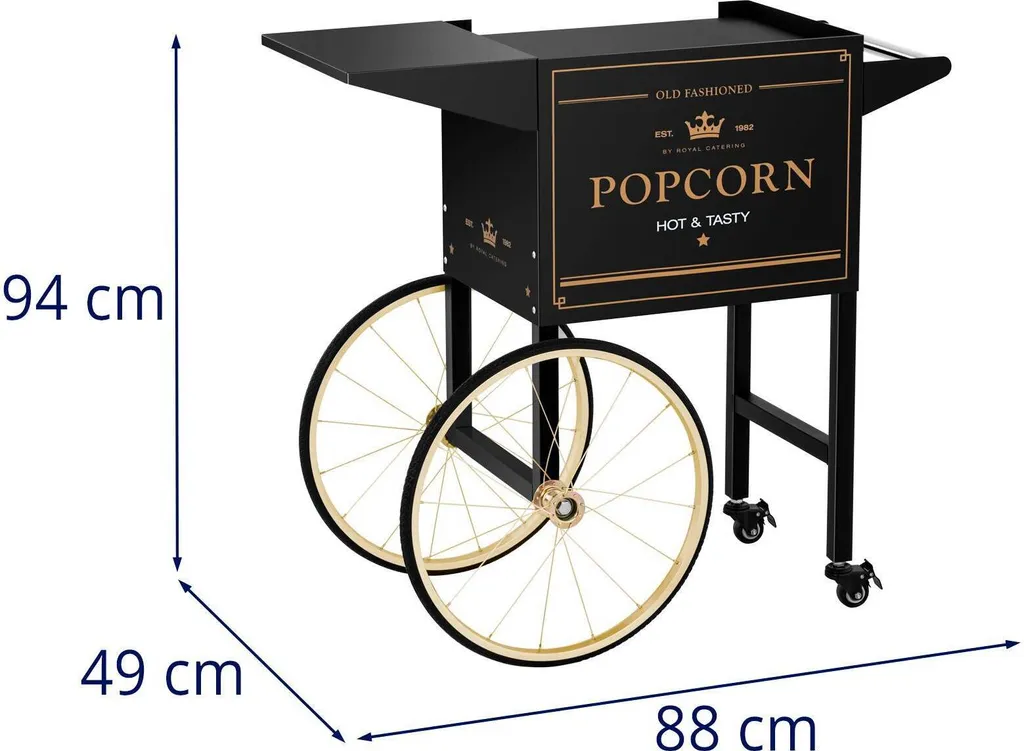 Support mobile pour machine à pop-corn de 51 x 37 cm noir et doré chic - 6