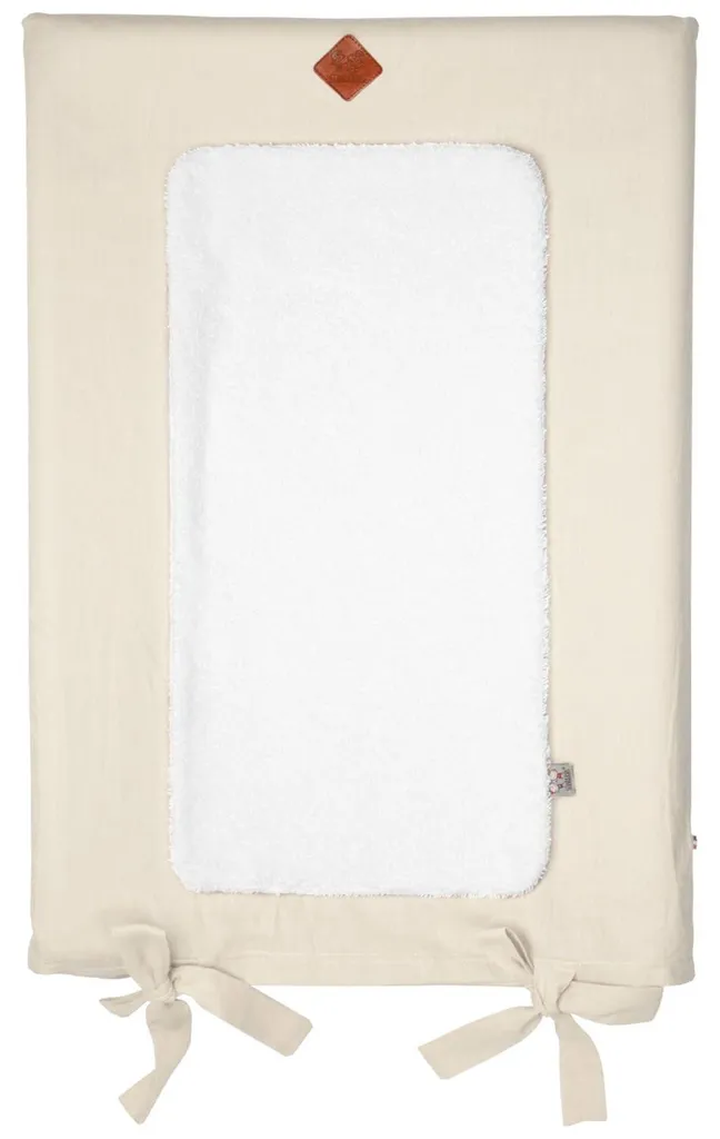Drap housse matelas à langer Lino Beige 70x50 cm - Douceur Premium