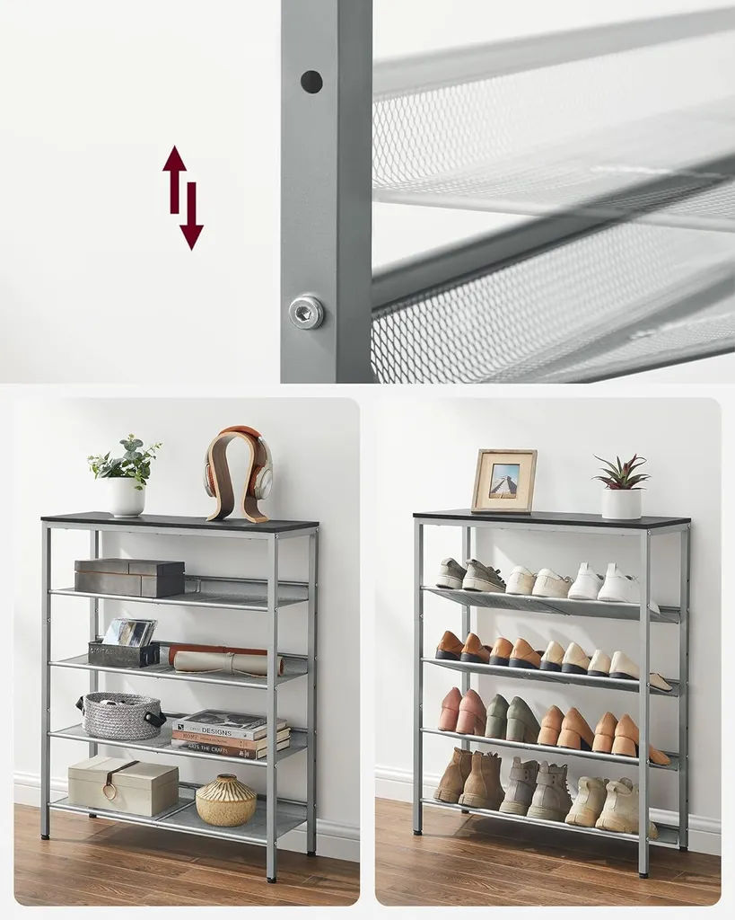 Solution Gain de Place : Étagère à Chaussures 5 Niveaux Métal Modulable - 4