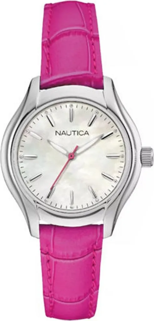 Montre bracelet femme Nautica NAI11010M avec cadran blanc et cuir bleu