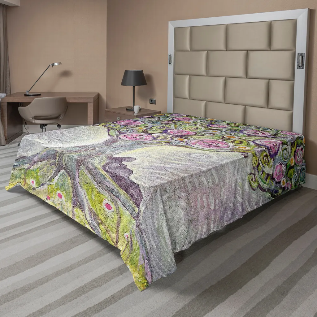Drap de lit plat Arbre de Vie ABAKUHAUS 275 x 260 cm en Tissu Doux Vert