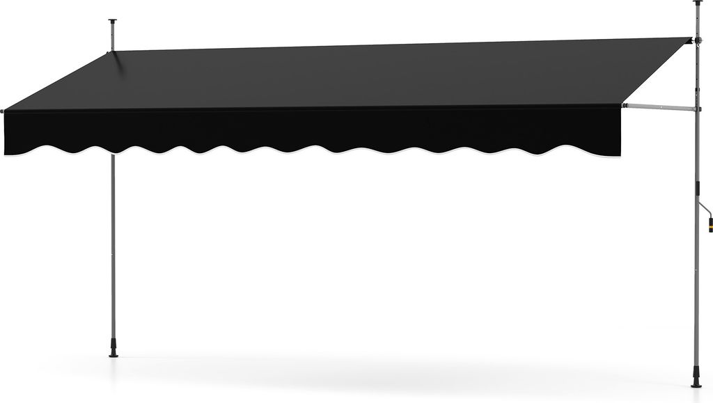 COSTWAY Klemmmarkise 400 cm breit, Balkonmarkise ohne Bohren mit Handkurbel, höhenverstellbar & UV-beständig, Markise Sonnenschutz Schwarz