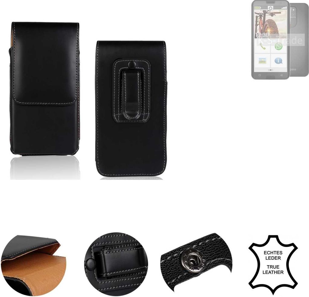 K-S-Trade Holster Gürteltasche Handy Hülle Schutzhülle kompatibel mit Emporia smart.5 Handyhülle Leder schwarz, 1x