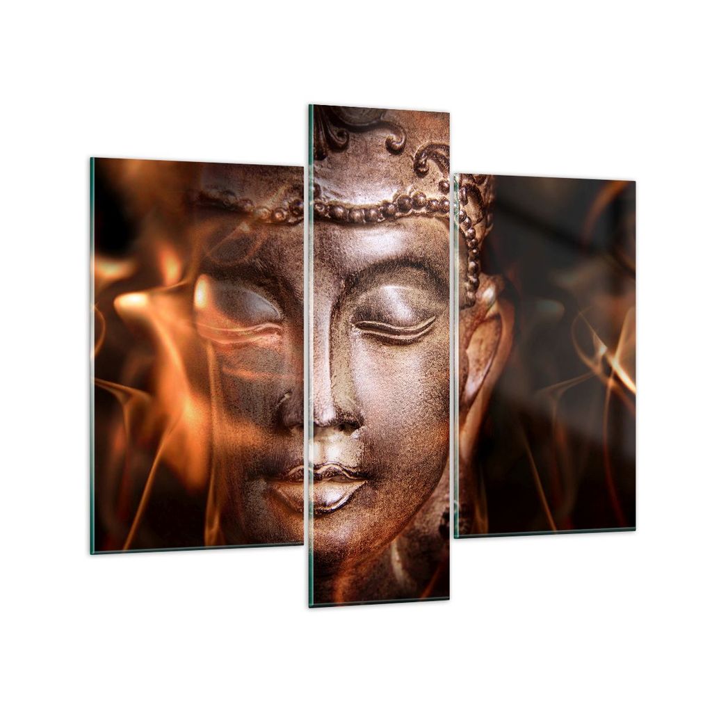 Bilder auf glas - Buddha Statue Geheimnis - 95x80cm - Glasbilder - Wandbilder - Kunstdruck - zum Aufhängen bereit - Wanddekoration aus Glas - Glas...