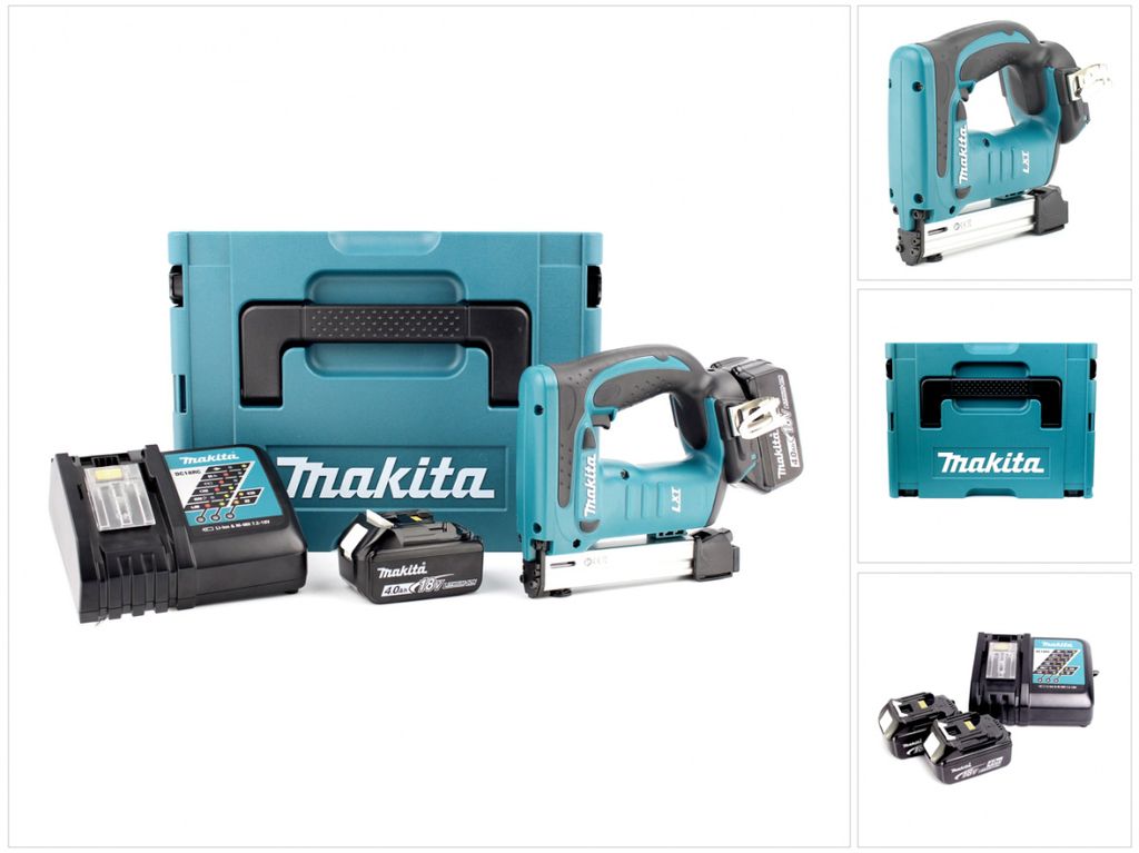 Makita DST 221 RMJ 18 V Li-Ion Akku Tacker im MAKPAC inkl. 2x BL 1840 B Akku + Ladegerät