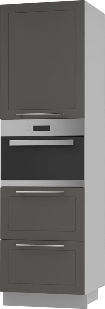 Backofenschrank KVANTUM Teilauszug 60cm Korpus- & Frontfarbe wählbar (Q-D14/RU/2M/356),graphit matt,grau
