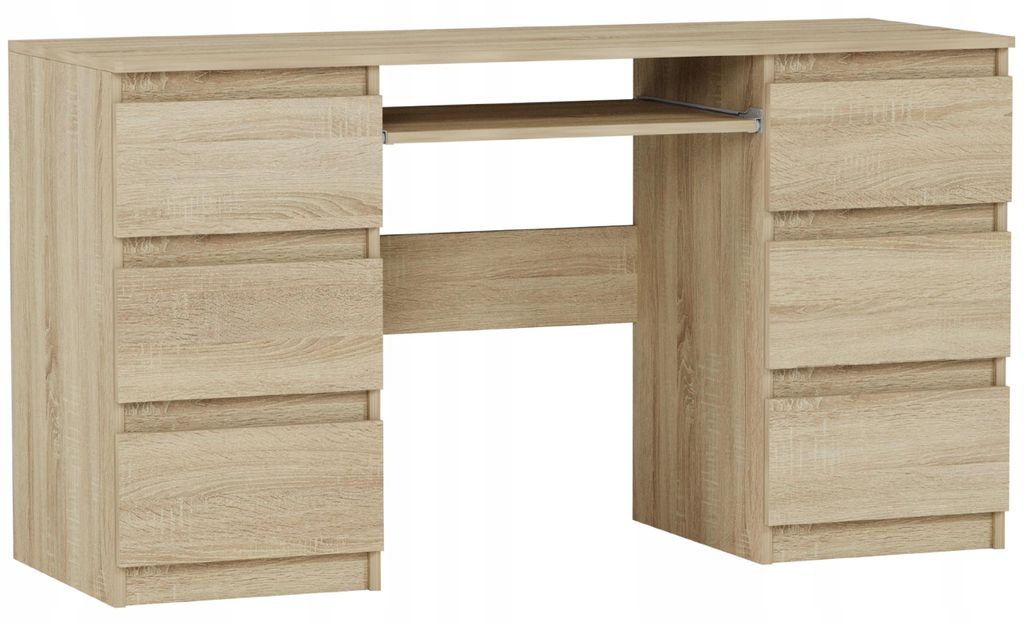Psací stůl počítačový 135 cm 6 zásuvek FRAMIRE N-32 sonoma Obrázek produktu 