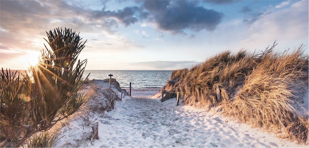 XXL Leinwandbild 115x55cm Bild Sand Strand Düne Meer Wandbild Deko Wanddeko