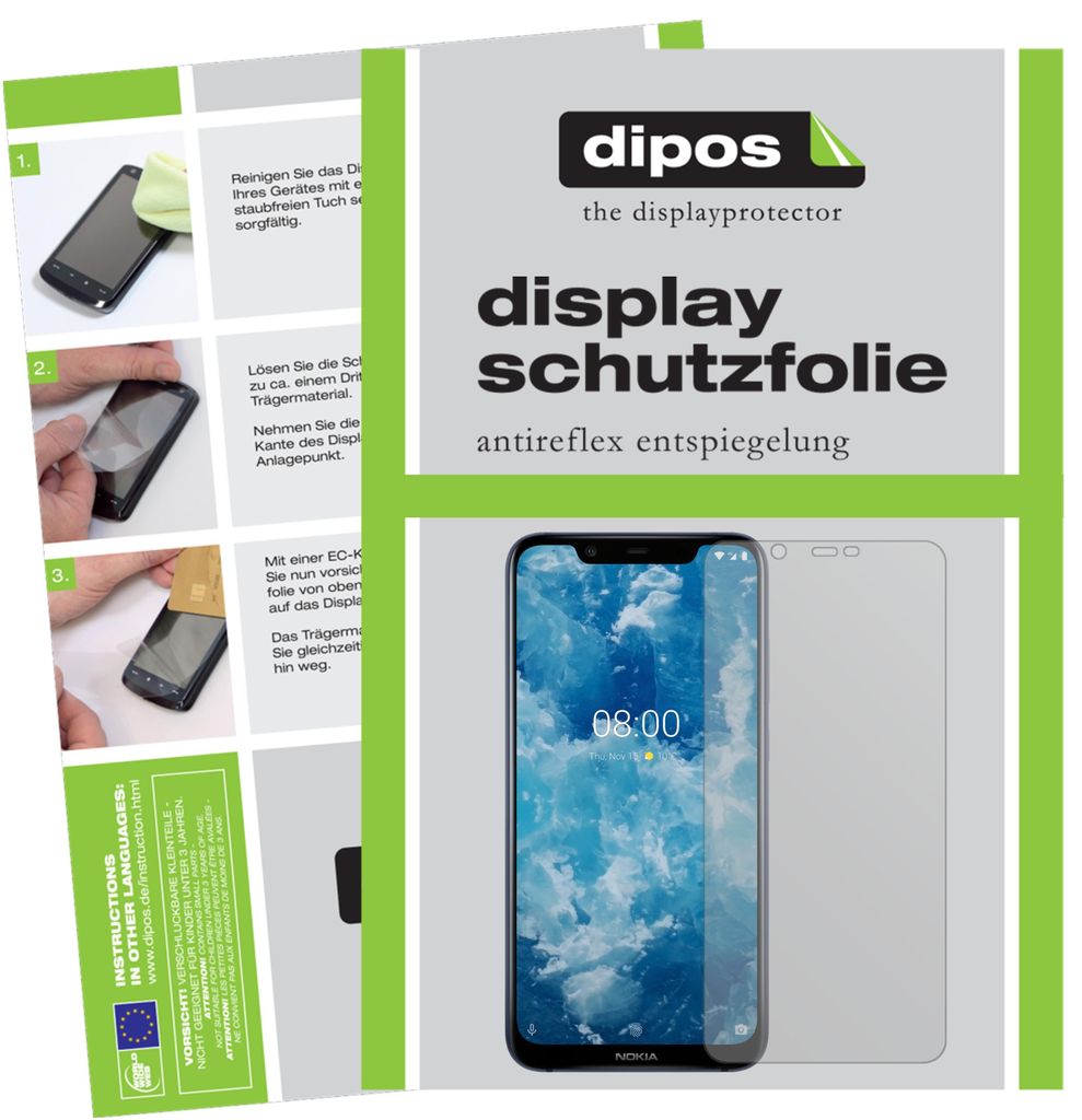 2x Schutzfolie für Nokia 8.1 matt Displayschutzfolie Folie Display Schutz dipos