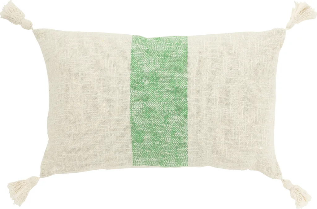 Coussin Lombaire Rectangulaire Blanc et Vert pour Décoration Salon J-Line