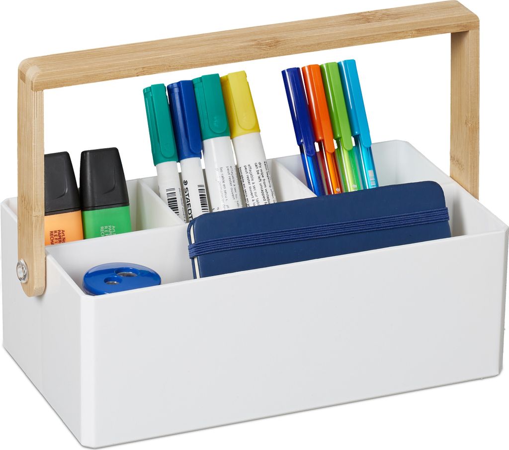 Organizér Relaxdays s uchem, 4 přihrádky, přenosný, úložný, Obrázek produktu 