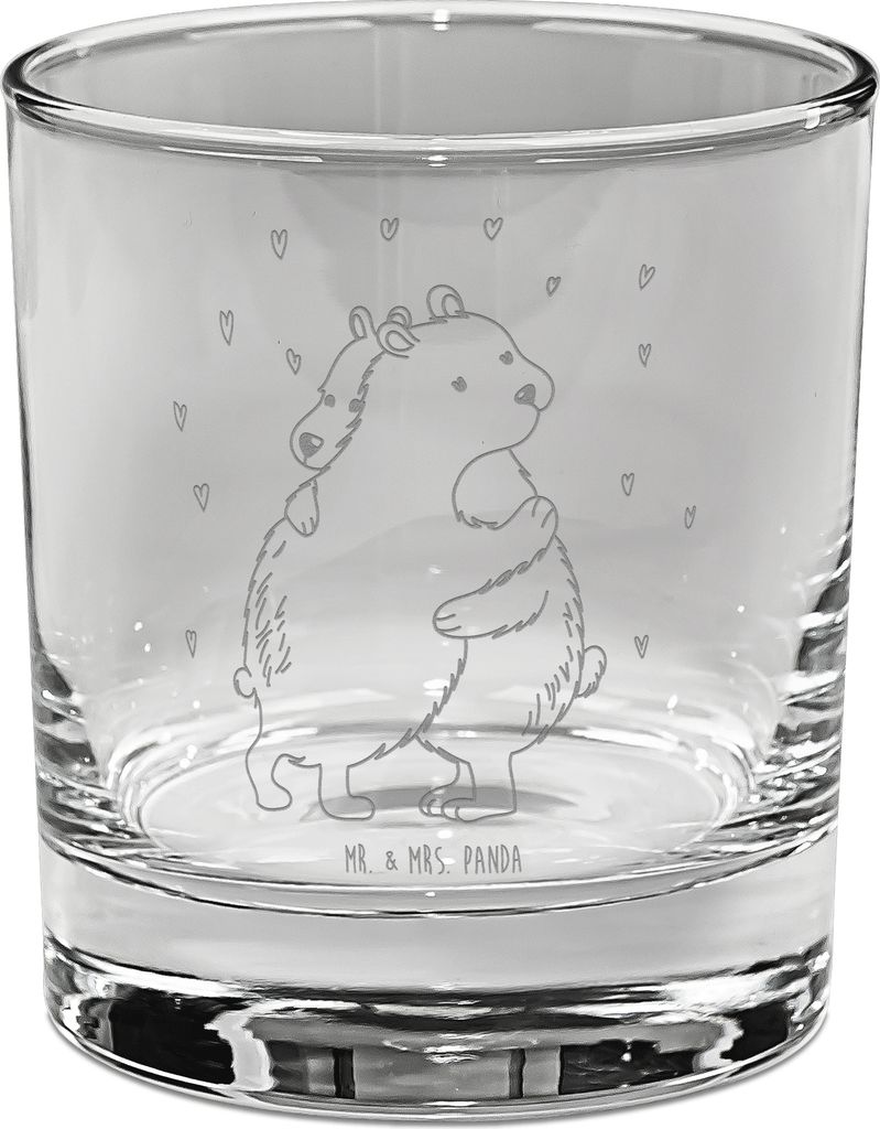 Mr. & Mrs. Panda Tumbler Eisbär Umarmen - Transparent - Geschenk, Gravur Whiskyglas, Glas, Rocks, Lustige Sprüche, Whiskey