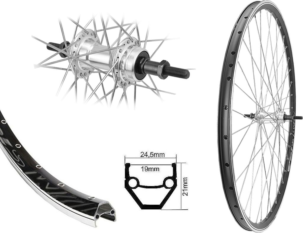 Bärwinkels 28 Zoll Hinterrad Fahrrad Hinterrad Laufrad Felge Schraubkranz Vollachse 622-19