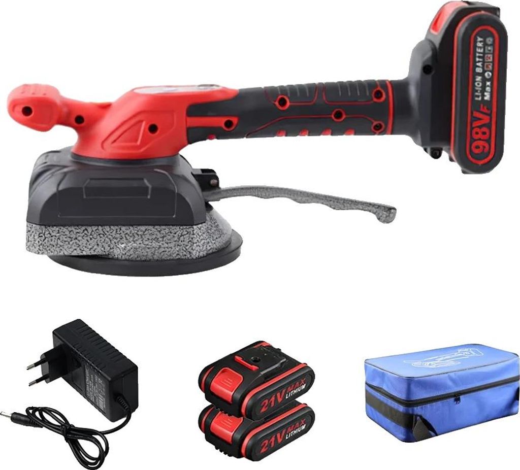 Fliesen-Vibrator, 5-Geschwindigkeits-Vibration, leistungsstarker Saugfuß, 2 Batterien
