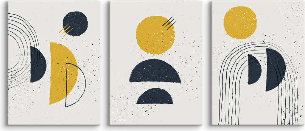 Décoration Murale Triptyque Abstraction Boho : Set de Toiles 30x40 cm - 3