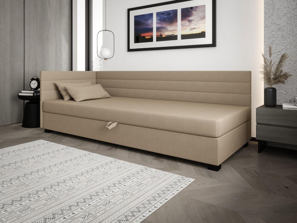 Polsterbett 120x195 KASANDRA PLUS 1 mit Stauraum - braun
