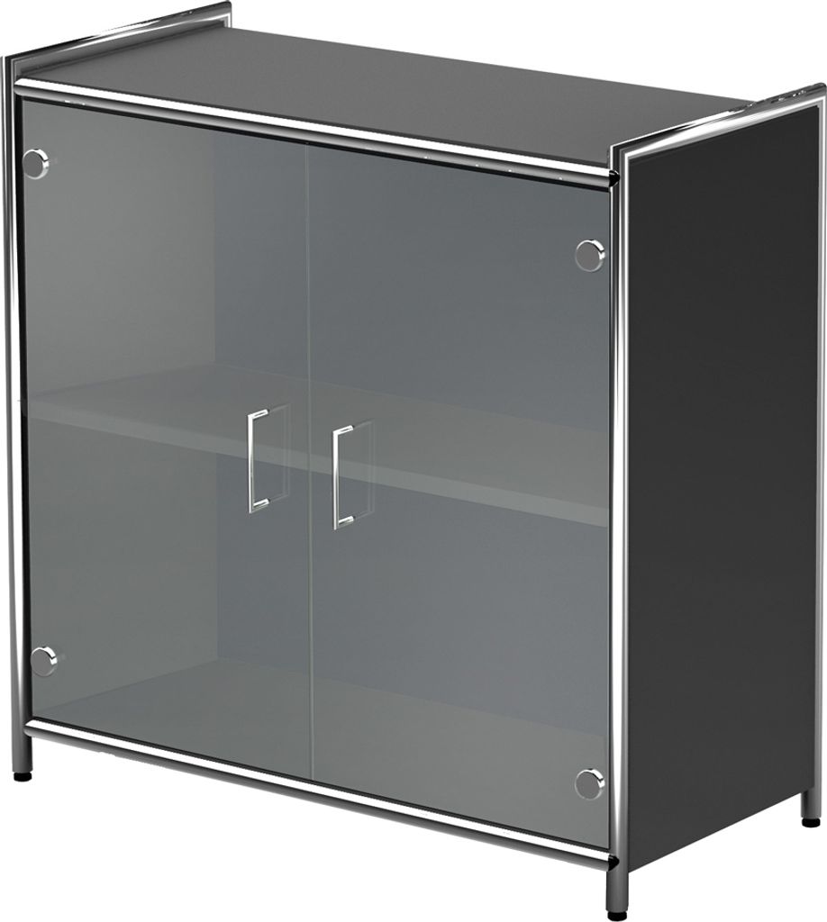 kerkmann Sideboard ARTLINE 2 Ordnerhöhen 2 Glastüren weiß Speditionsversand