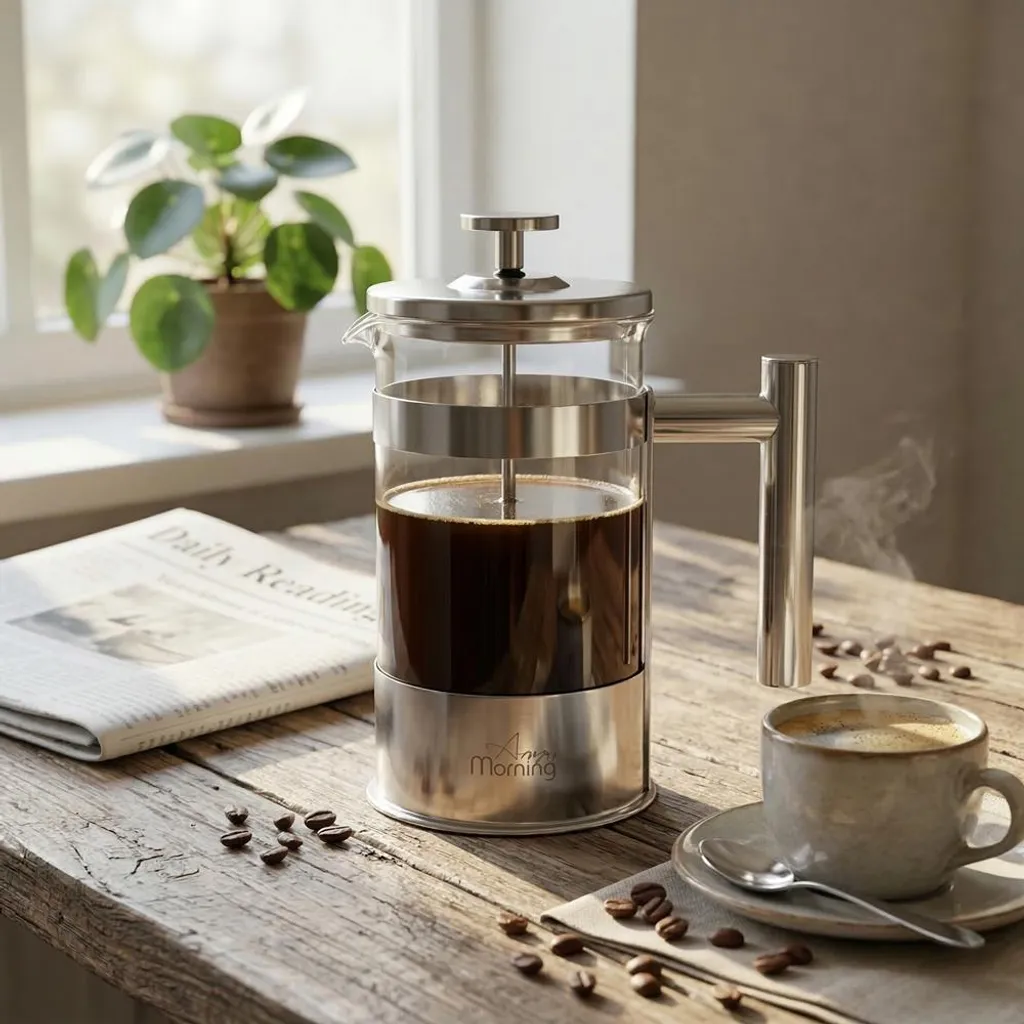 Cafetière et Théière Any Morning à Piston 600ml avec Triple Filtre Inox