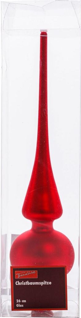TrendLine Christbaumspitze aus Glas 26 cm rot mattiert