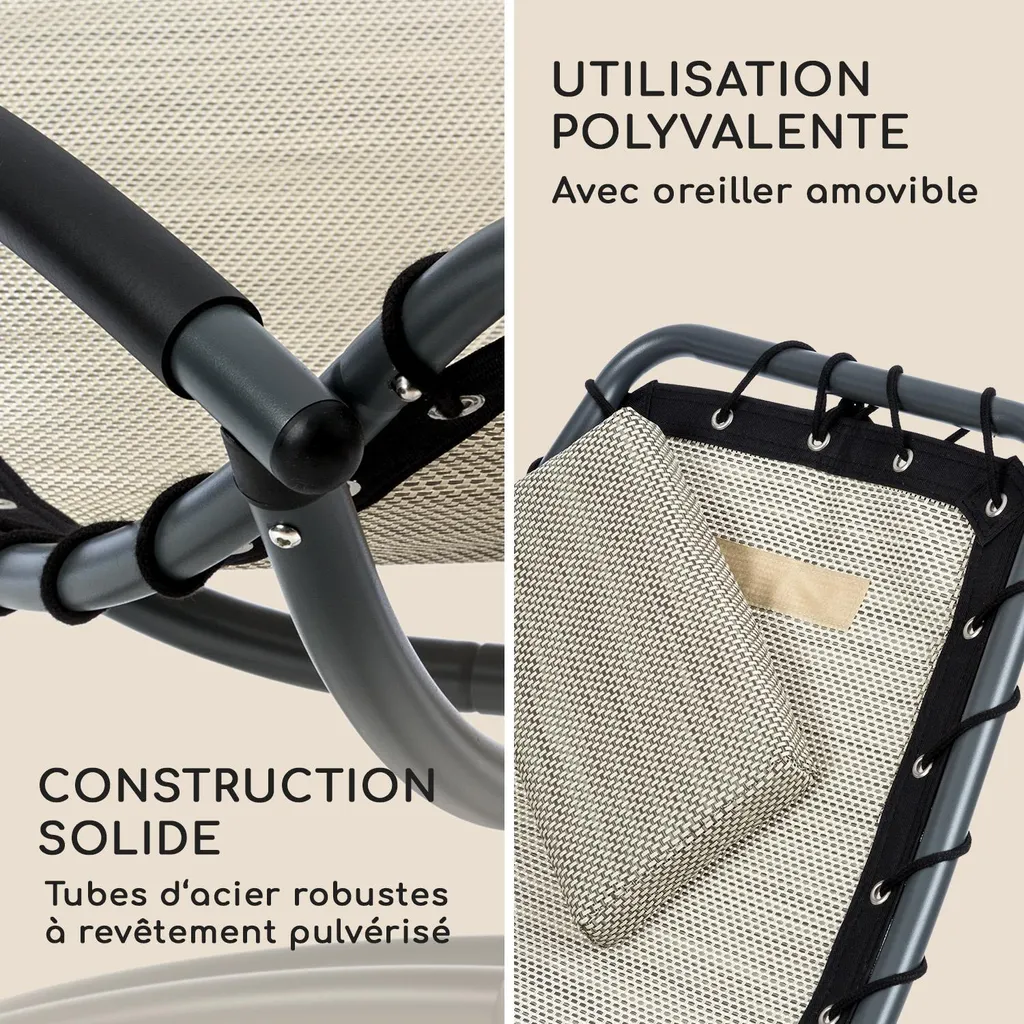 Chaise Longue avec Surface Aérée et Structure Stable blumfeldt Beige - 9