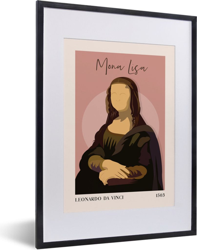 MuchoWow Gerahmtes Poster Leonardo da Vinci - Alte Meister - Rosa - Pfirsich 30x40 cm - Poster mit Schwarzem Bilderrahmen Wandposter Rahmen Foto ...