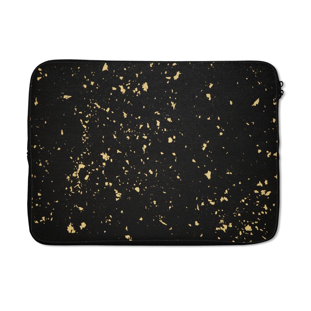 MuchoWow Laptop Hülle 13 Zoll Goldene Flocken auf schwarzem Hintergrund Laptoptasche - Laptophülle - Sleeve - Rundumschutz