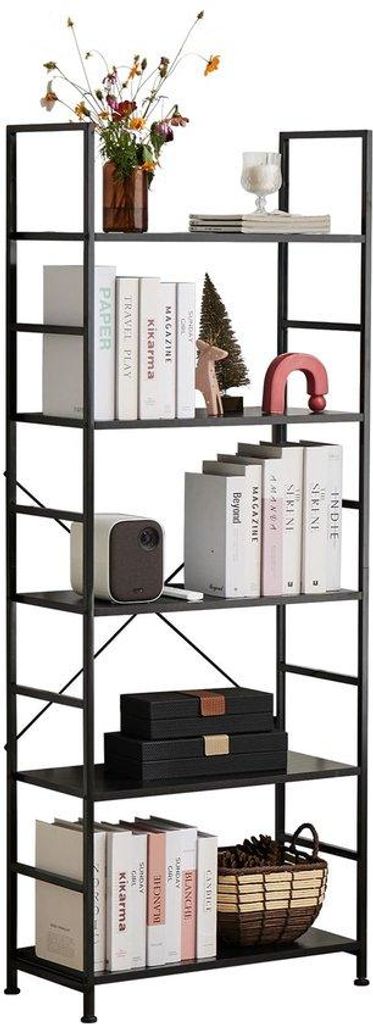 Industrielle Bücherregal mit fünf Schubladen und Metallrahmen
