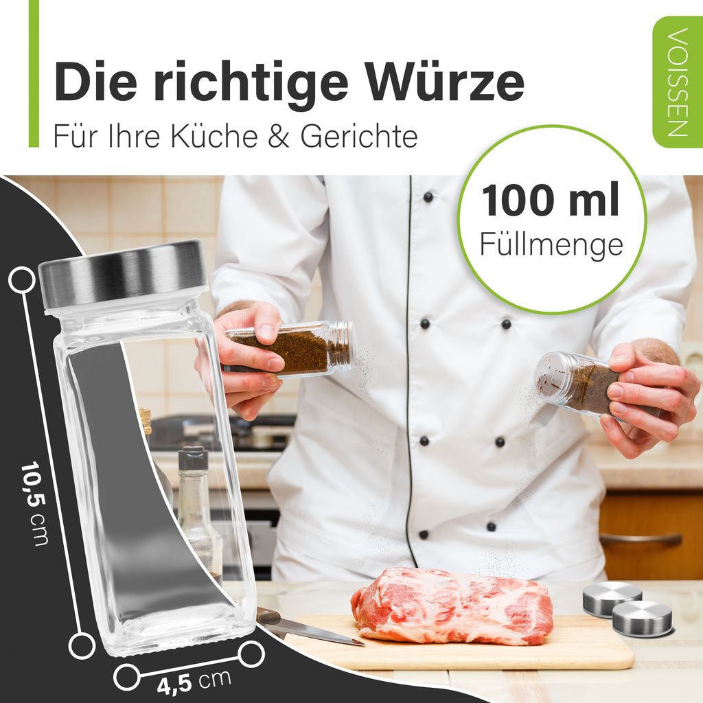 Voissen Gewürzbehälter aus Glas – 24er Set – 100ml – Produktbild 7
