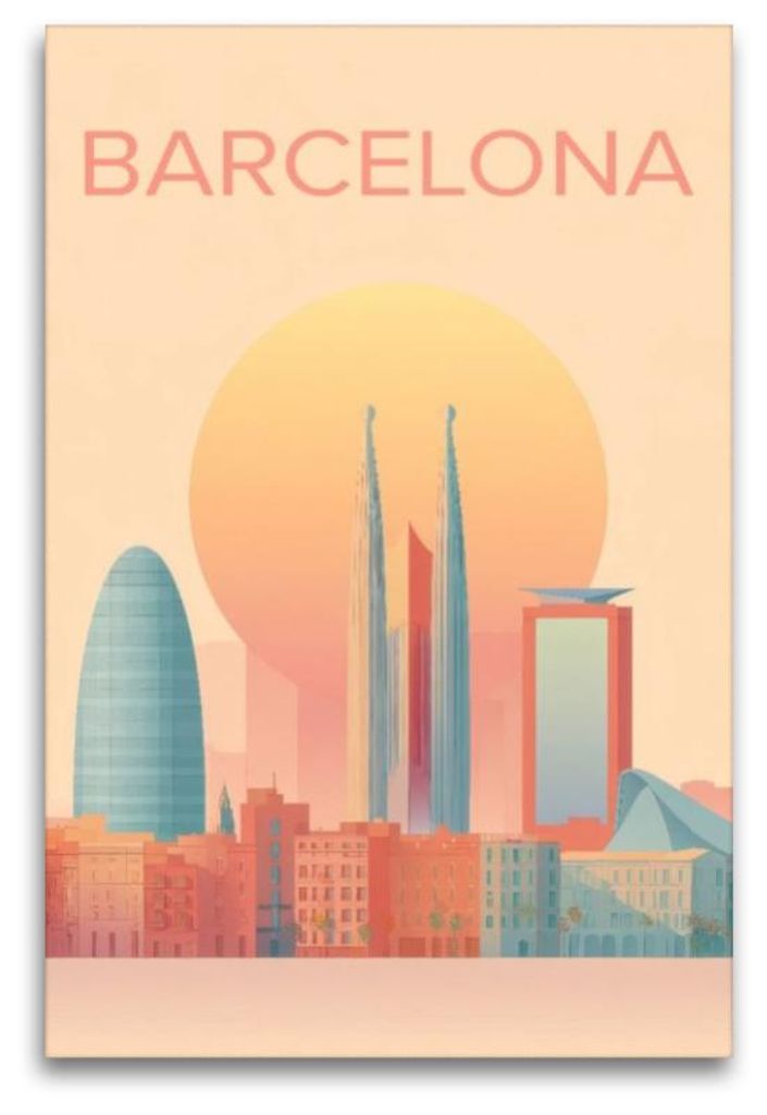 Premium Textil-Leinwand 120x80cm hoch Barcelona | Wandbild, HD-Bild auf Keilrahmen, Fertigbild auf hochwertigem Vlies, Leinwanddruck von Roder