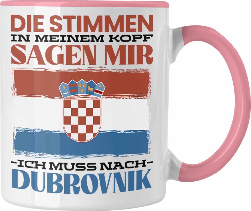 Trendation - Dubrovnik Tasse Urlaub Heimat Geschenk Spruch Kroatien Geschenkidee (Rosa)