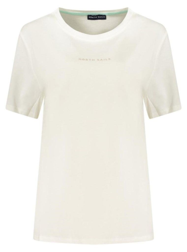 Weißes Damen T-Shirt mit Rundhals & Logodruck - Nachhaltig & Stilvoll