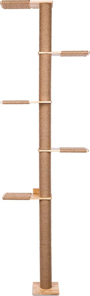 PET VIOLET Cat Tower B 206 cm – Wandmontierter Kratzbaum aus Massivholz & Sisal, 5 Ebenen, platzsparender Katzenbaum für große Katzen, stabiler...