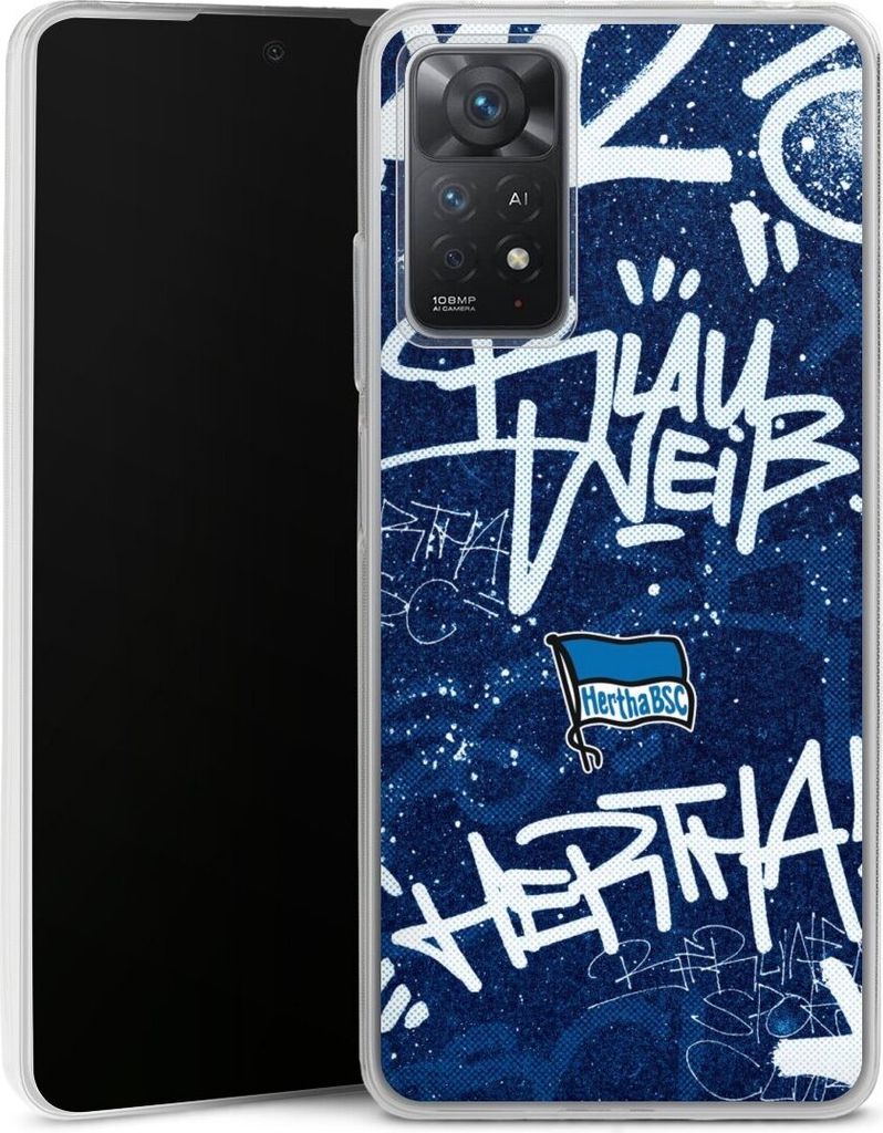 DeinDesign Slim Hülle für Xiaomi Redmi Note 11 Pro 4G Silikon Case Ultra Dünn Handyhülle Graffiti Hertha BSC Offizielles Lizenzprodukt