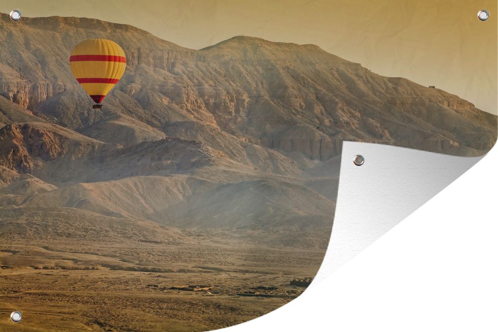 MuchoWow 120x80 cm Outdoor-Poster Gartendeko Sichtschutz Garten Poster für den Garten Heißluftballon über dem Tal der Könige in Luxor