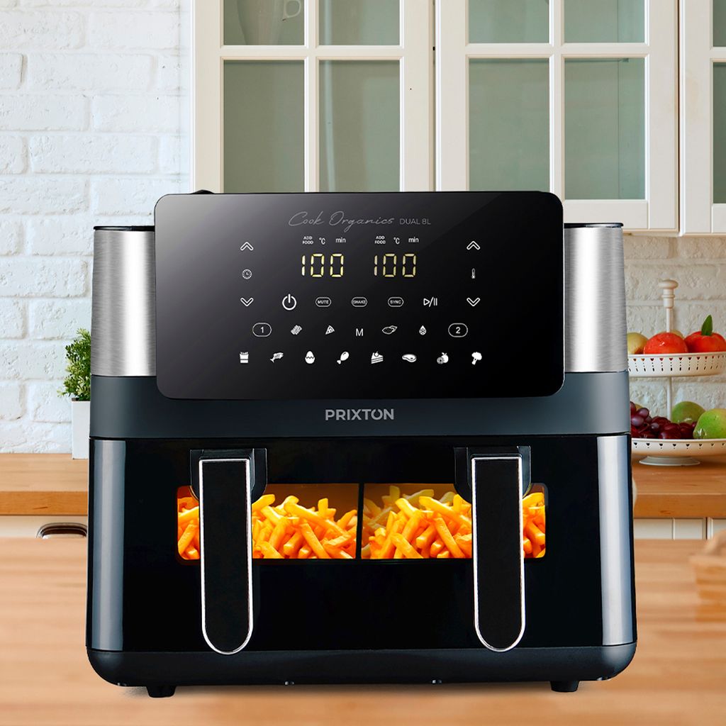 PRIXTON Cook Organics Heißluftfritteuse – 3,5 Liter, 1300 W, 10 Programme, ölfrei & Mit LED-Touchscreen