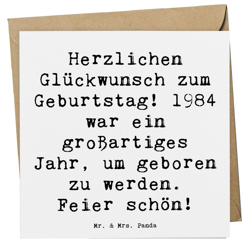 Mr. & Mrs. Panda Glückwunschkarte Spruch 1984 Geburtstag - Weiß - Geschenk, doppelkarte, faltkarte, Happy Birthday, Erinnerungen, Alter, Reise, h...