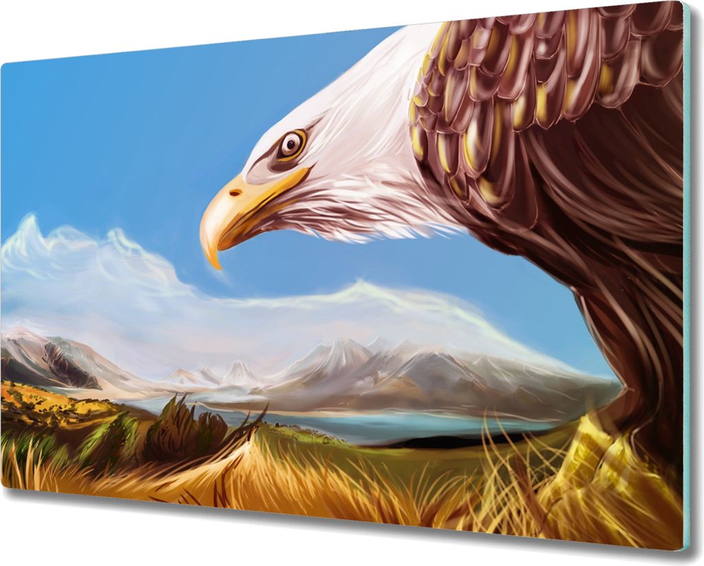 Coloray Hackbrett Kochplattenabdeckung Herdabdeckplatte 80x52 cm Schneidebrett Küchenbrett - Tier Vogel Adler Himmel