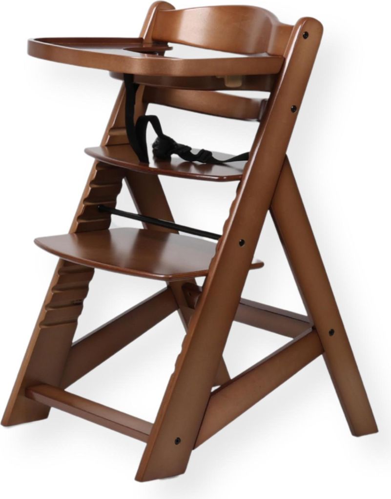 Buxibo Holz-Wachstumsstuhl Kind - Inklusive Essbrett - Verstellbarer Kinderstuhl für Komfort und Design - Inklusive Kissen - 48×58×80cm - Walnut