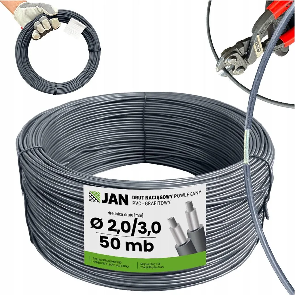 Fil de tension 50m anthracite 3mm traité anti-corrosion haute résistance