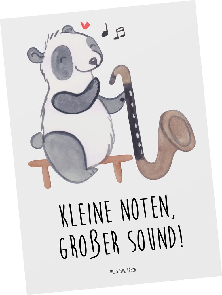 Mr. & Mrs. Panda Postkarte Bassklarinette Sound - Weiß - Geschenk, Musikinstrument, Humor, Musik, Lernen, Musikliebhaber, Musiker, Designkarte, An...