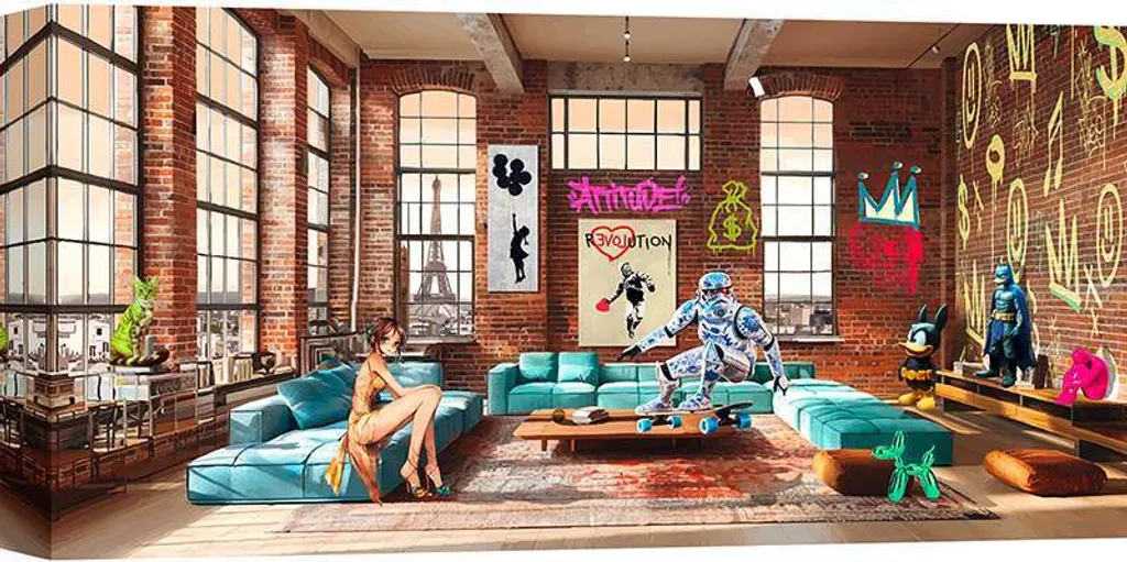 Quadro Moderno Tela Gerard Madau 70x35 Attitude - Pop Art Urban